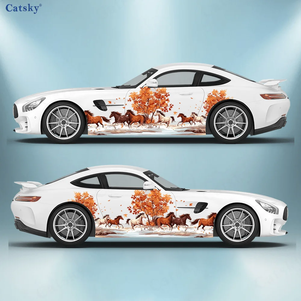 

Decal of a herd of horses running on a mountain stream; suitable for cars and trucks; durable, fade-resistant, easy to install a