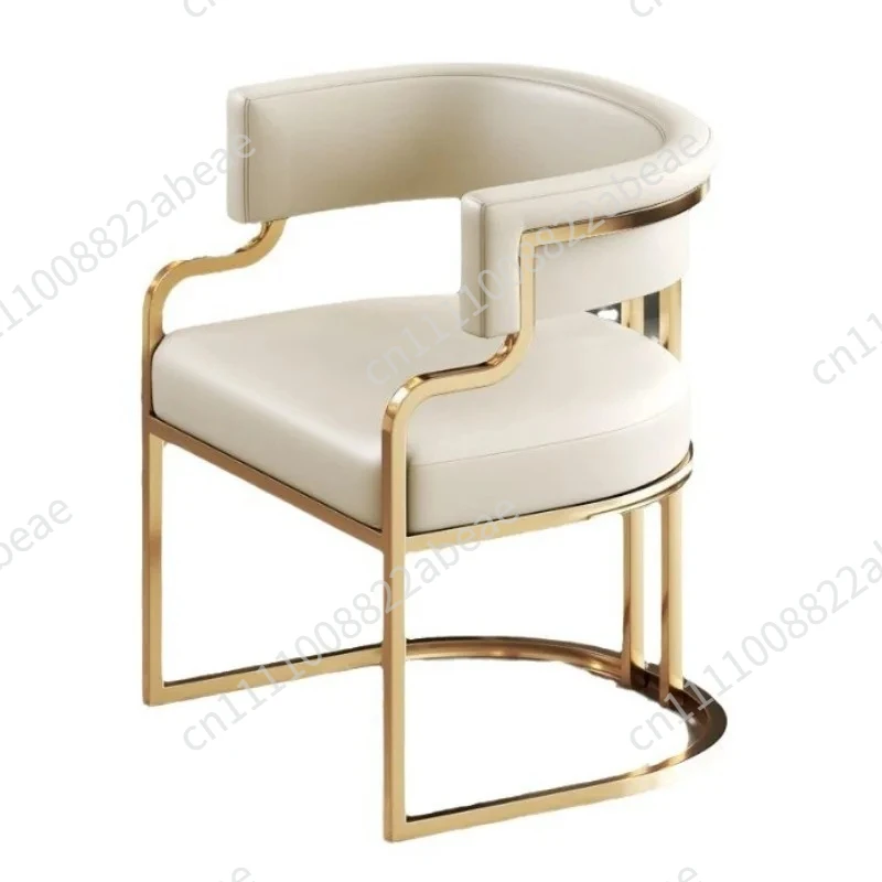 Luxury Modern Gold Metal Dining Chair Padded Bath Leather Armchair Cafe Salon Family Living Room Farmhouse Bar Use