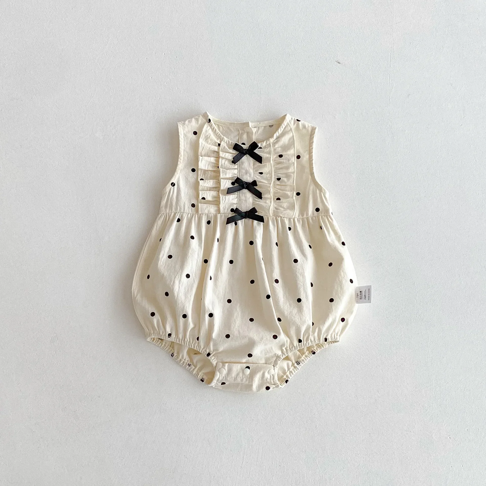 

Summer New Cute 0-2Y Baby Girl Sleeveless Romper Cotton A-Class Polka Dot Bowknot Newborn Breathable Bodysuit