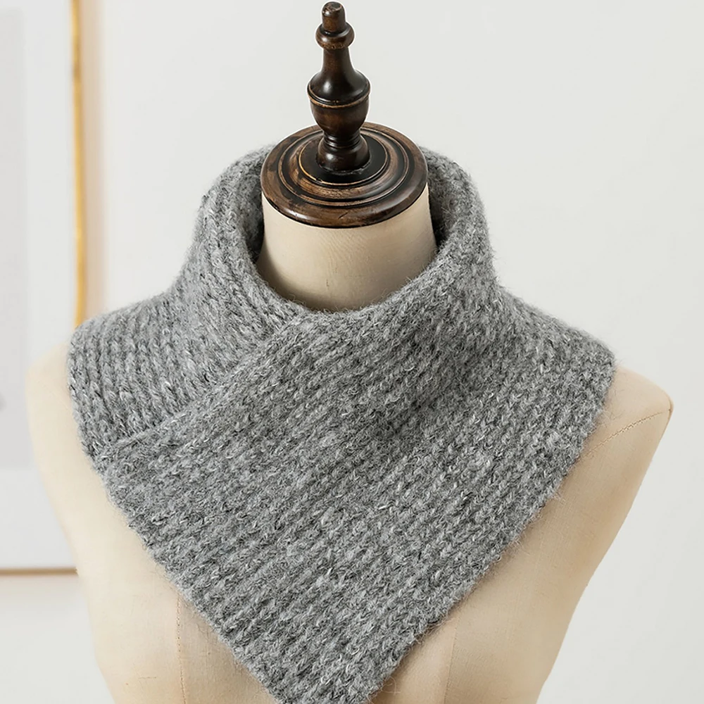 

New Winter Warm Neck Warmers Knitted Cashmere Wollen Scarf Solid Color Thicken Fake Collar Triangle Scarf Windproof Neckerchief