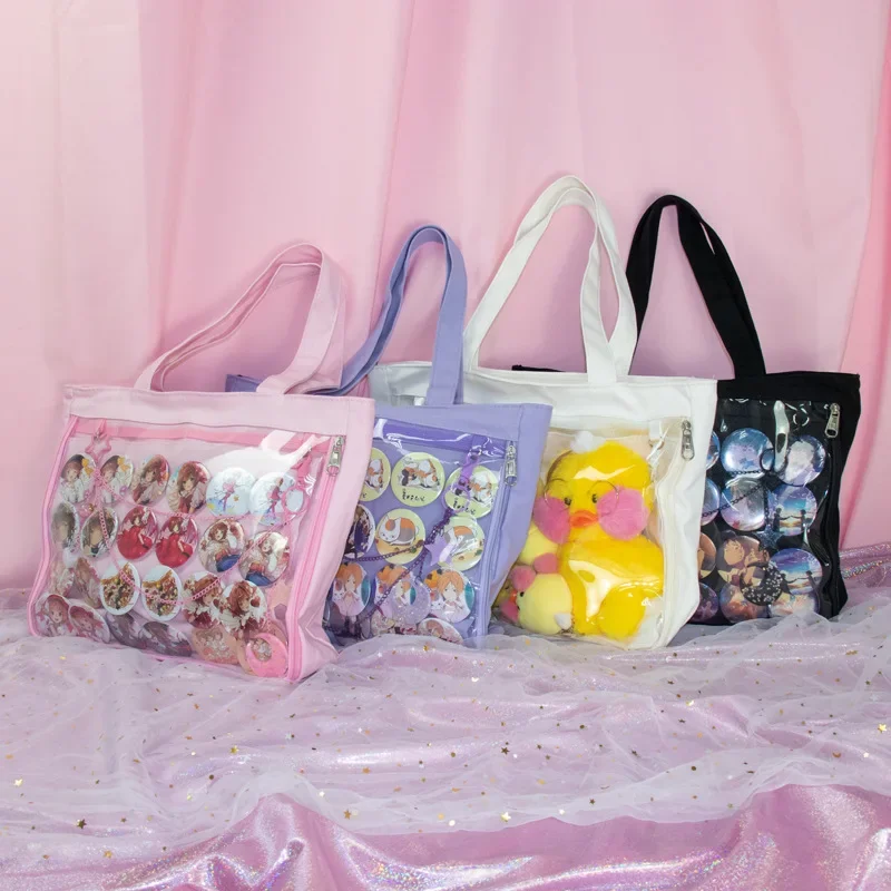 Female Lolita Girls Transparent Pvc Ita Bag Shoulder Itabag Tote Large Capacity Ita Bag Japanese Style Transparent Jelly Bag