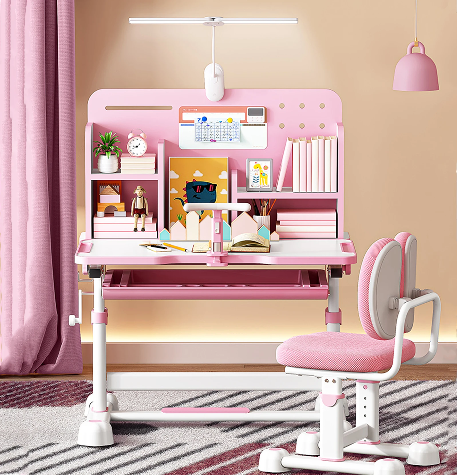 

Children Home and School Study Desk and Chair Set Kids Ergonomic Study Height Table Kids Furniture