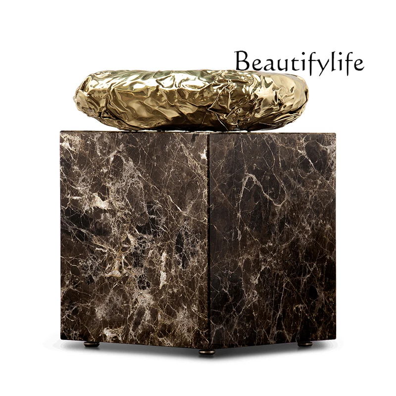 

Natural marble coffee table light luxury high artistic sense designer square living room home fashion