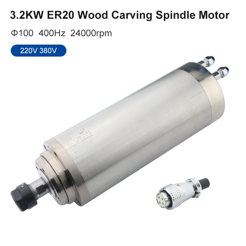 CNC 3.2KW Water-Cooled Spindle Motor 220V 380V Diameter 100MM ER20 Collet Used For CNC Router Carving And Cutting Machine