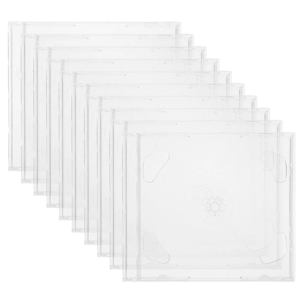 10 Pcs CD Case Storage Reusable Organizer Clear Jewelry Box Dvd Cases Polystyrene Square Disc Holder