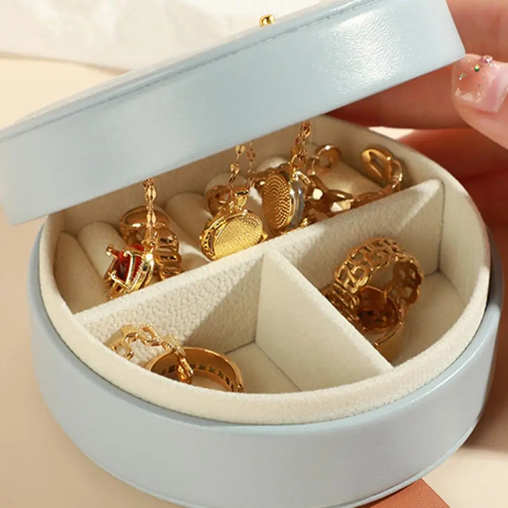 Portable Jewelry Storage Box with Handle Large Capacity Multiple Compartments Travel Jewelry Box Necklaces Rings Organizer
