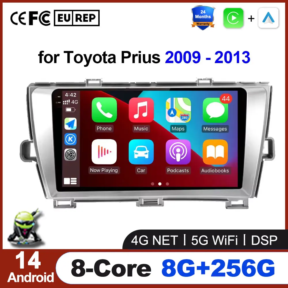 

Wireless CarPlay for Toyota Prius 2009 2010 2011 2012 2013 Android 14 Auto Radio 5G Wifi Car Multimedia GPS Navigation Screen