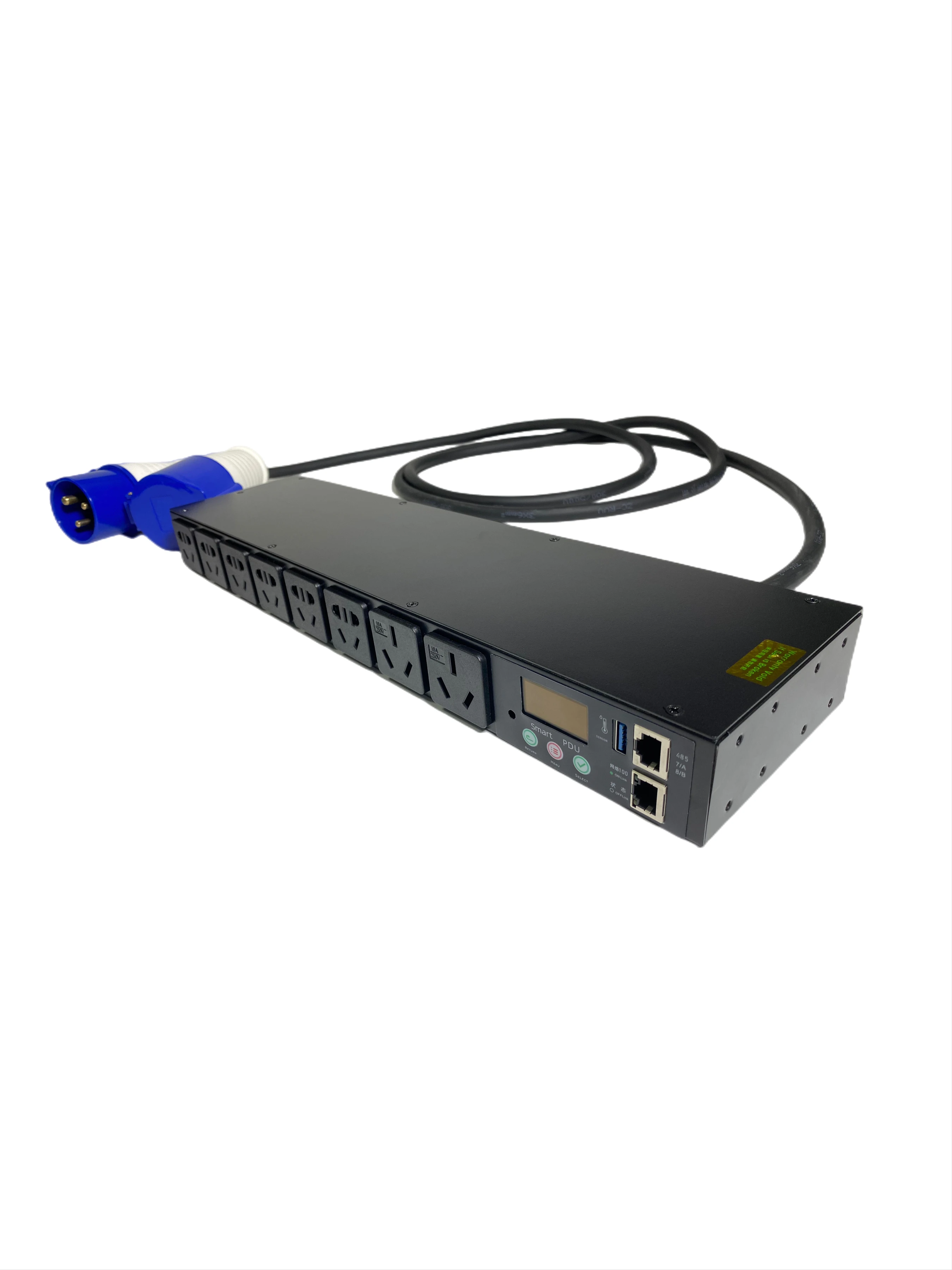 IP PDU 8 Outlets Smart PDU, 10A New China Standard Socket, 32A Industrial Plug Input, Power Distribution Unit PDU Power Strip