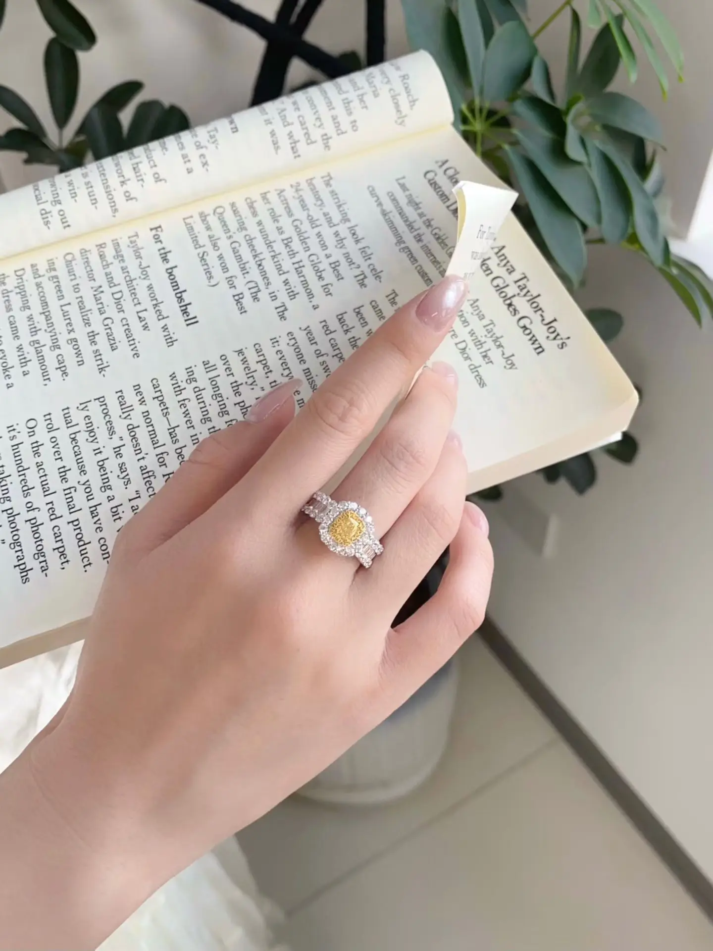 18K solid gold, 0.5CT lab-grown yellow diamond, wedding diamond ring, advanced jewelry customization wholesale