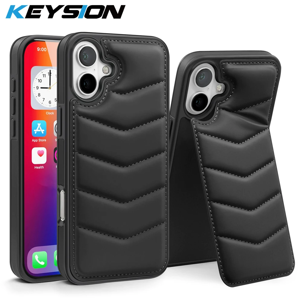 KEYSION Luxuxy PU Leather Card Pocket Case for MagSafe for iPhone 16 16 Plus Magnetic Kickstand Phone Cover for iPhone 15 15Plus