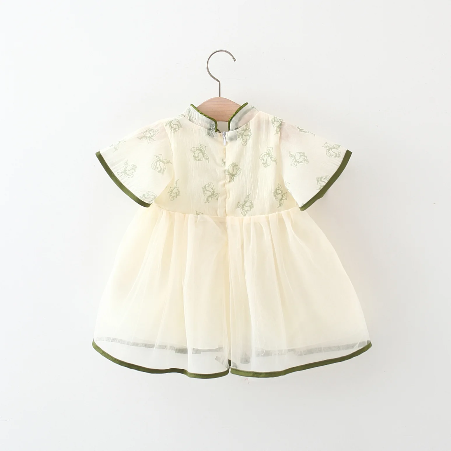 Summer Girl Chinese Style Dress Sweet Bow Mesh Princess Dress Hanfu Suitable for 0-3 Year Old Babies