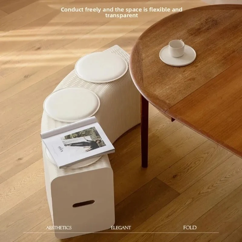 

for Living Room Furniture Nordic Portable Paper Ottomans for Art Exhibition Folding Stools Makeup Dressing Vanity Chair Footrest