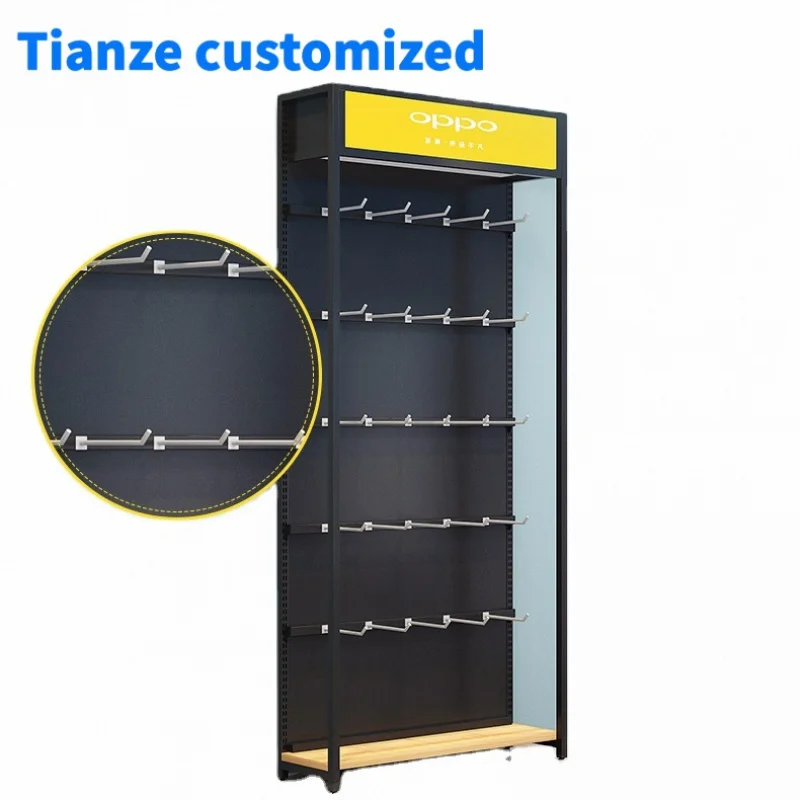 

(Customized) 2025 Custom Design Mobile Accessories Shop Interior Design Decoration Display Stand Wall Display Shelving Showcase