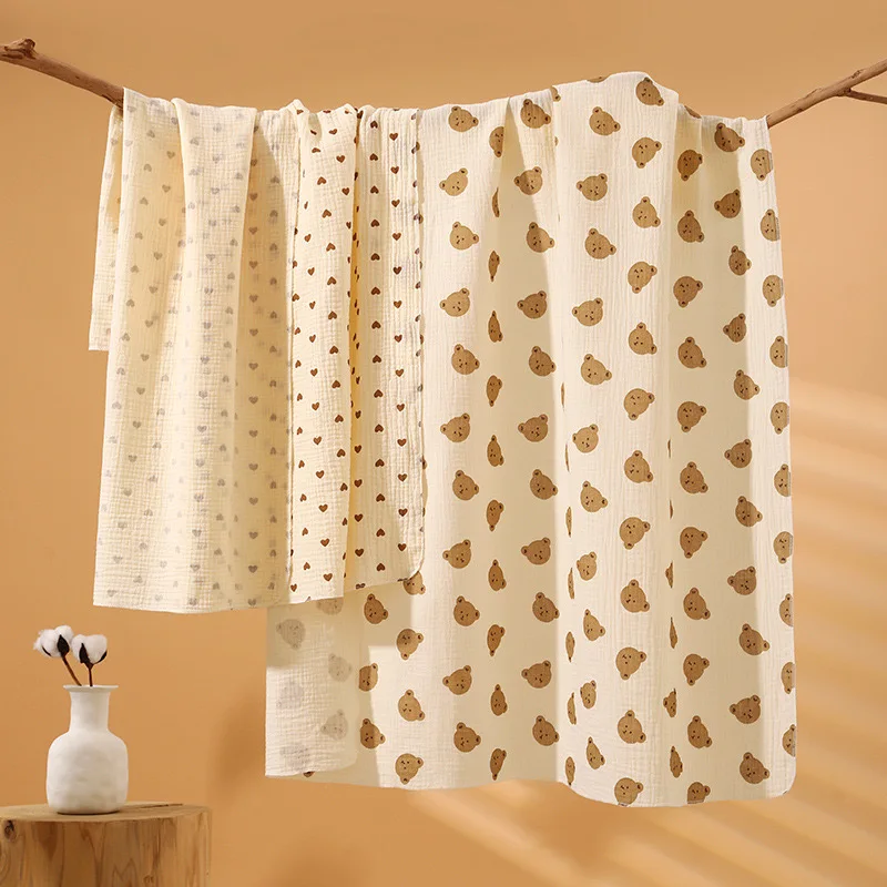 100% Cotton Gauze Baby Blanket, Swaddling Blanket, Super Cute Printed Pattern, Soft and Comfortable Baby Wrap Blanket