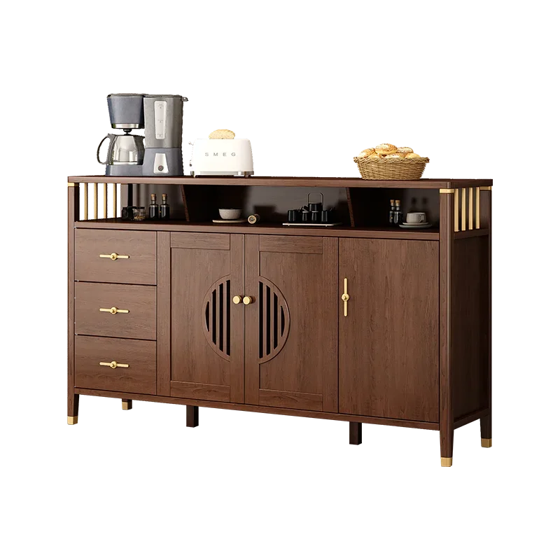 

Retro style dining cabinet solid wood frame luxury living room sideboard