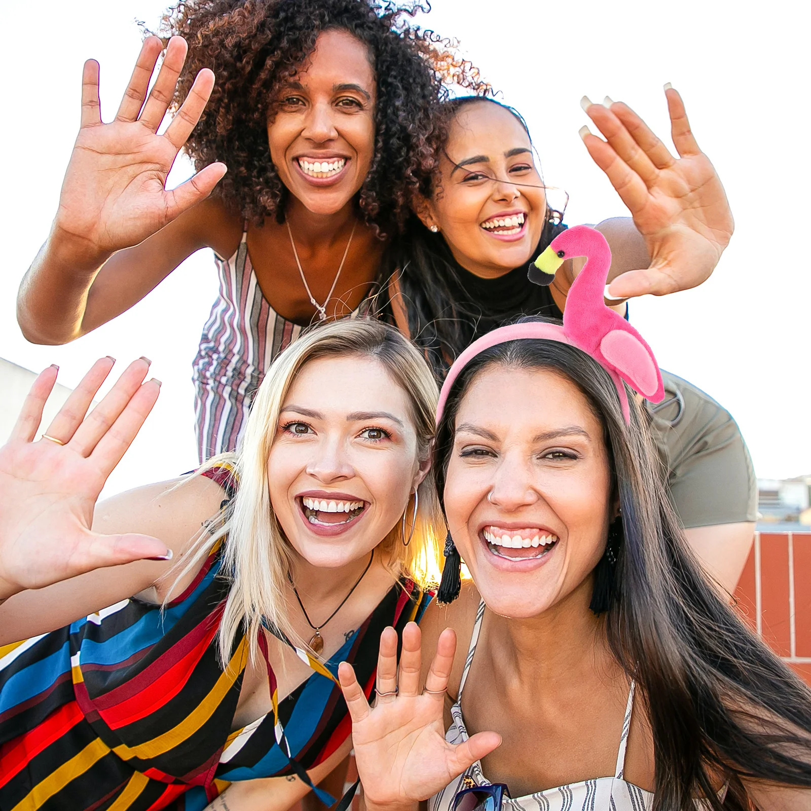 

2Pcs Flamingo Plastic Tropical Hair Hoops Flamingo Headband Hawaiian Party Decorations Birthday Accessories Women