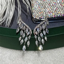 New Gorgeous Angel Wing Shaped Stud Earrings for Women Full Bling  White CZ Stone Wedding Party Fashion Accessories 2021