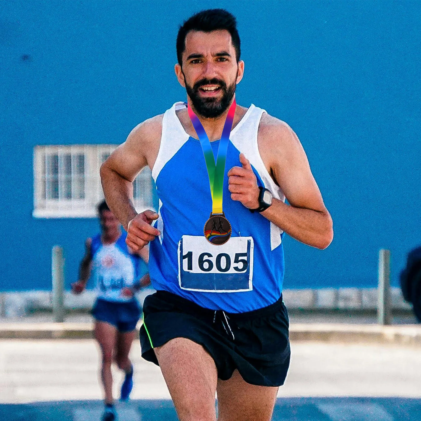 1pc Outdoor Marathon Medal: Zinc Alloy Running Race Award Medal With Neck Ribbon For Sports Competition Track Event