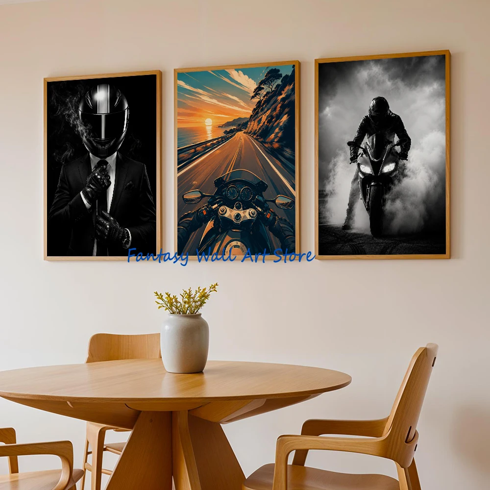 Motocross Motorcycle Motorbike Poster Off Road Racing Motor Bike Photos Art Poster Mud Biker Wall Pictures Canvas Painting Decor view 3