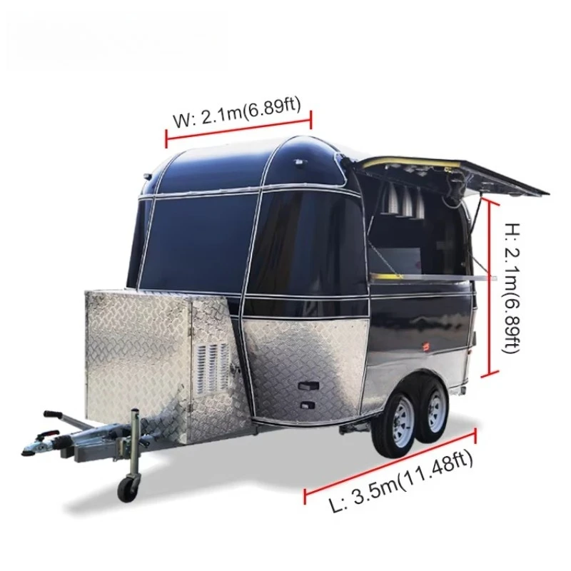 YG Mini Mobile Airstream Coffee Ice Cream Food Trailers مجهزة بالكامل آلات الوجبات الخفيفة المتنقلة الصغيرة شاحنة طعام للشواء للبيع