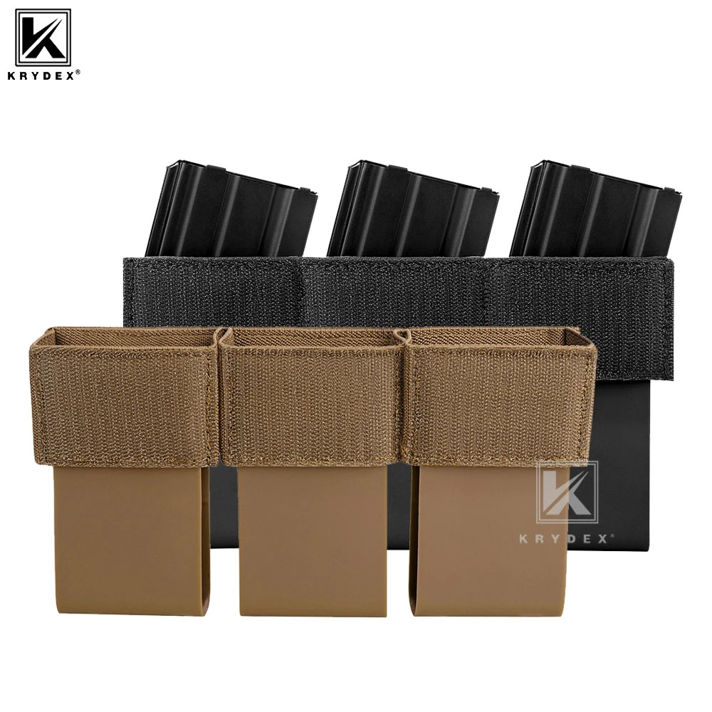 KRYDEX Tactical Elastic Triple Magazine Insert 7.62 5.56mm Mag Pouch For D3CR Chest Rig Plate Carrier Vest Placard Kangaroo