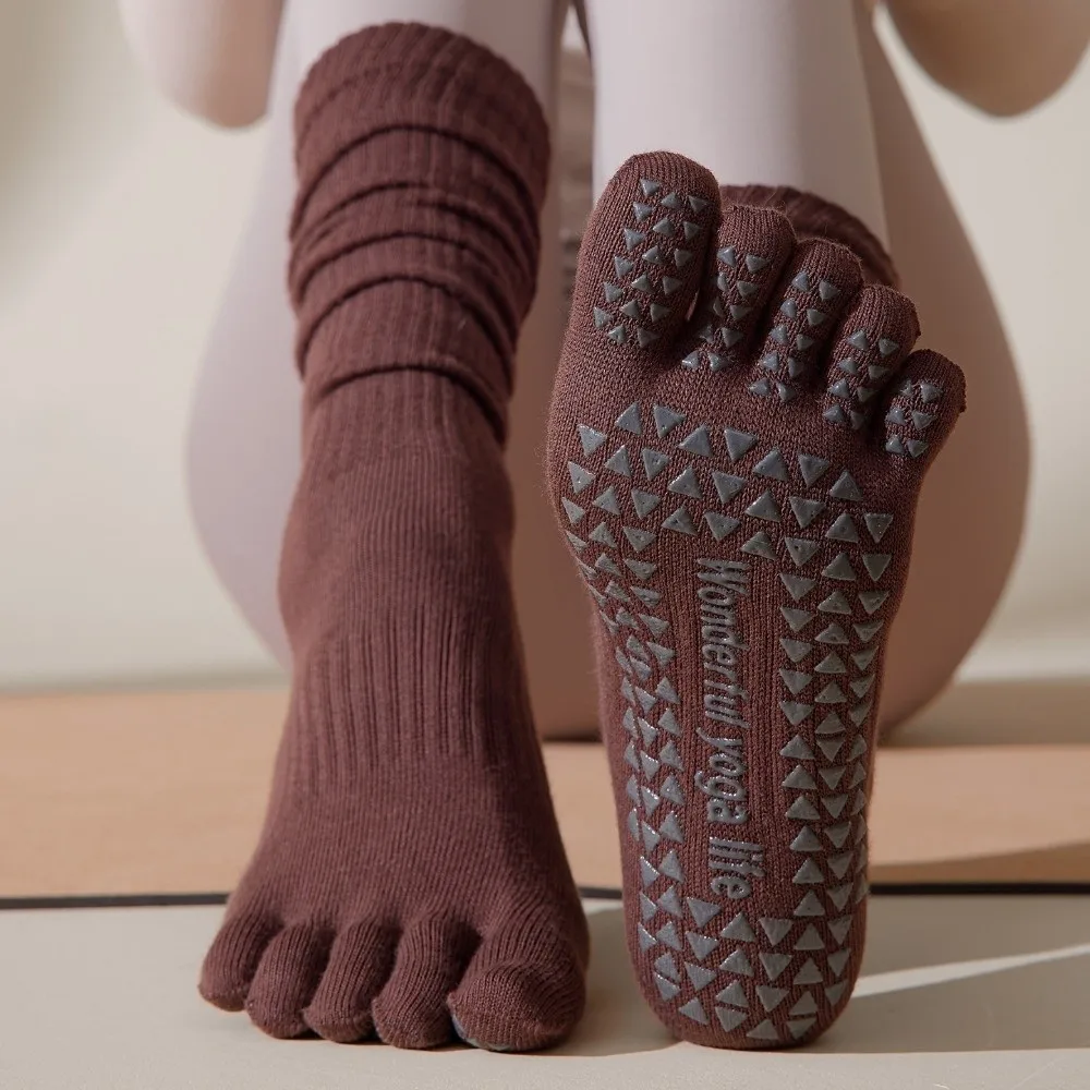 

Five Fingers Sports Toe Socks Silicone Anti-slip Long-tube Women Yoga Socks Breathable Free Size Sport Pilates Socks Ballet