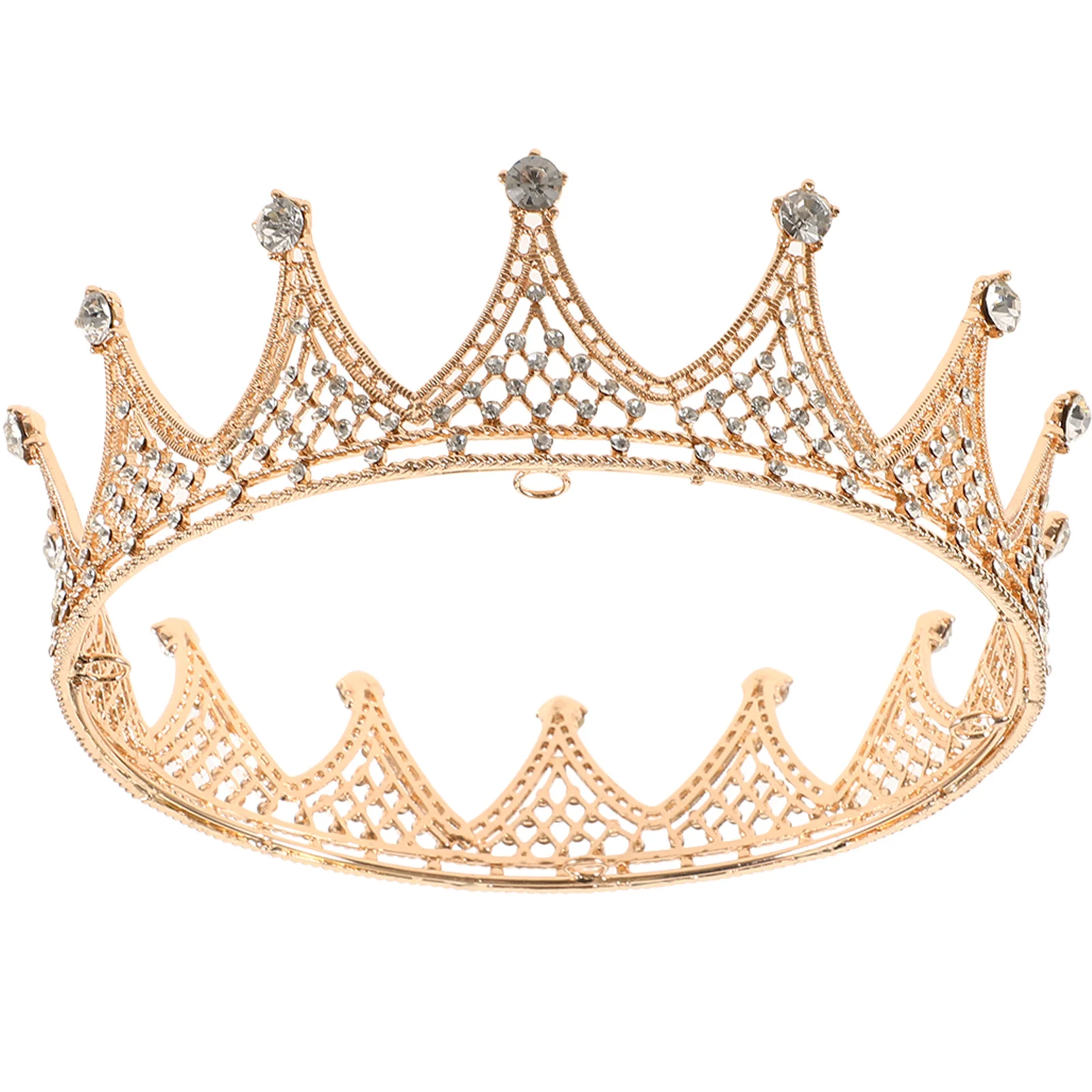 

1 шт., корона в стиле барокко, золотая круглая ретро свадебная тиара для волос со стразами, головной убор невесты, элегантные классические свадебные аксессуары для волос