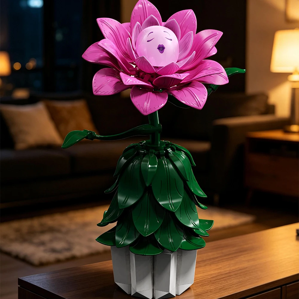 378PCS Double Rose Building Blocks Smile Flower Bouquet Vase Model Bricks Home Decoration Educational Toy Romantic Holiday Gift view 4