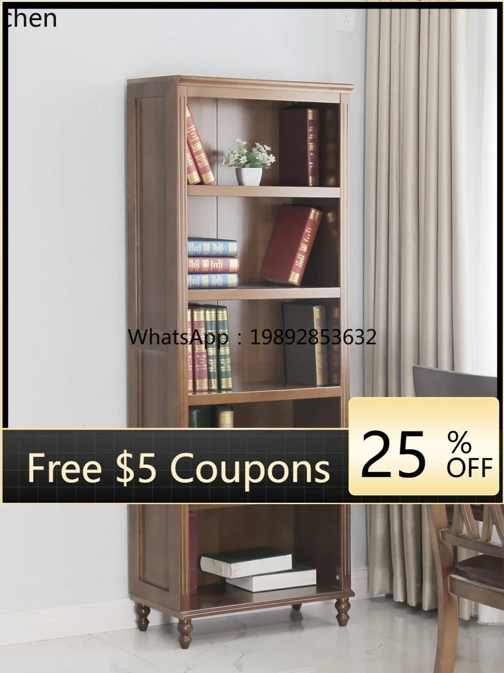 i5.15 pure solid wood small apartment study combination corner bookcase shelf display rack