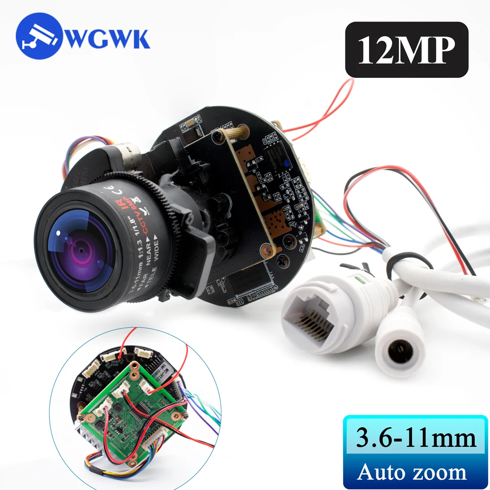 WGWK 12MP Ultra HD IP-cameramodule IMX577 Surveillance Webcam 3,6-11 mm Snelle autofocuslens CCTV Video ONVIF POE IP-camerabord