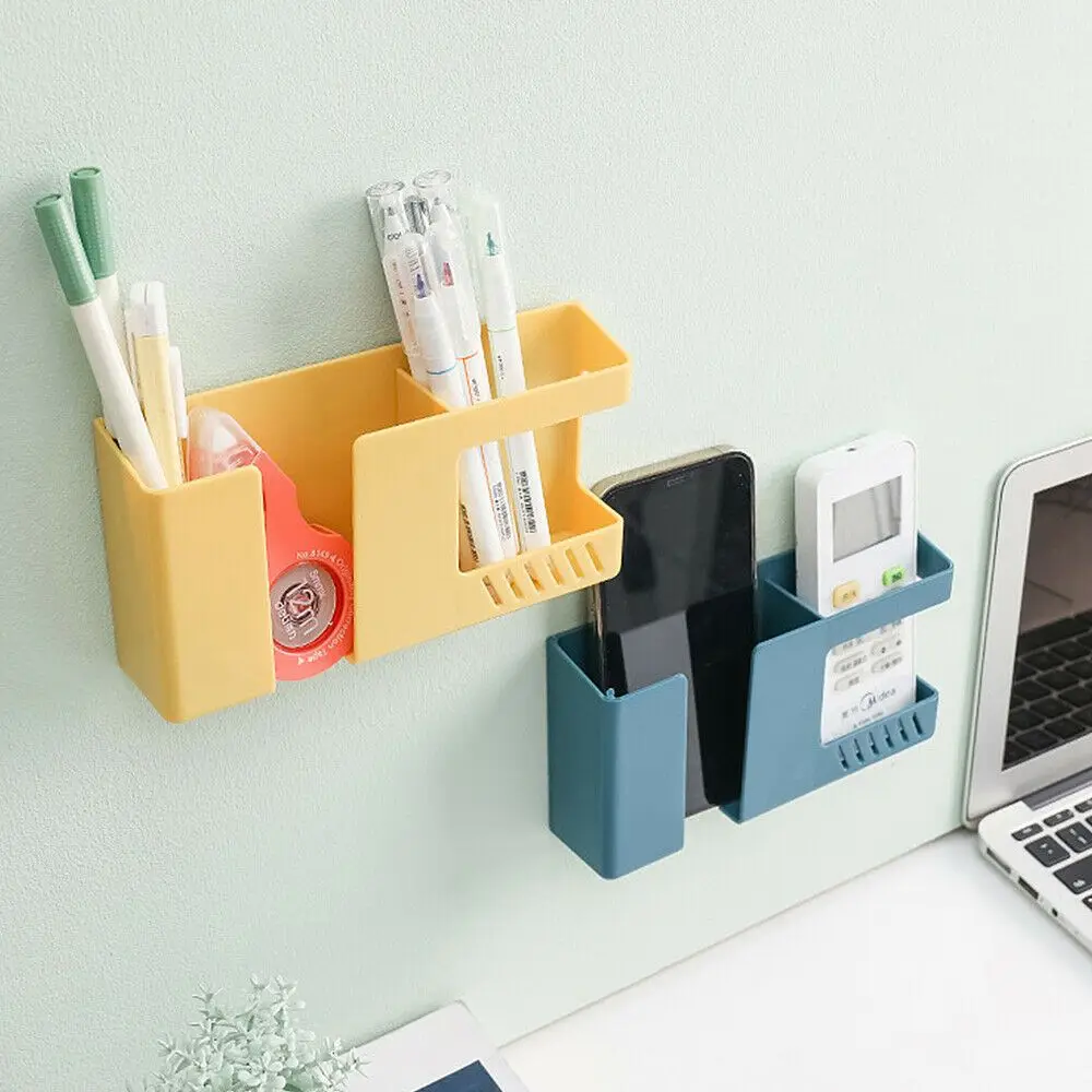 Wall Mounted Box Remote Control Phone Organizer Mobile Plug Holder Stand Boxes