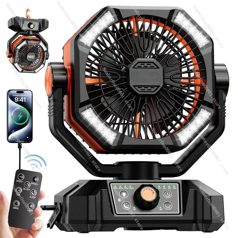 

20000mAh Camping Fan with Dual Motor, Battery Operated Portable Fan with 4 LED Lantern