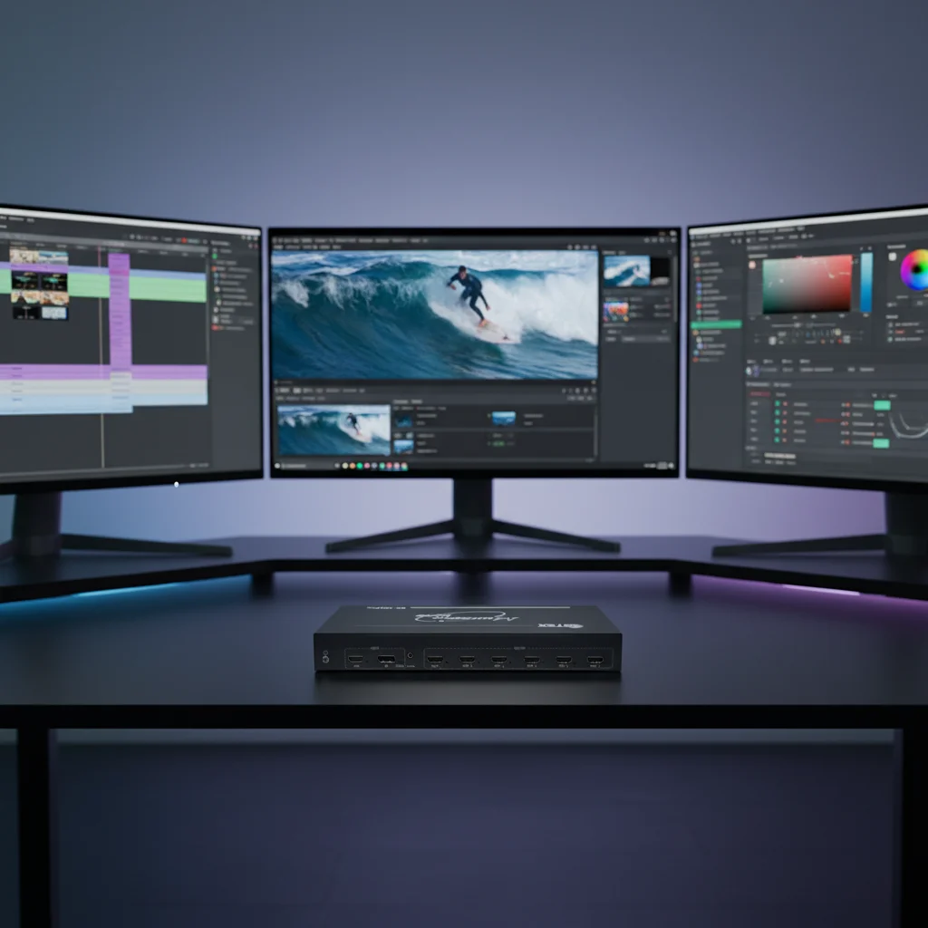 8K Multi-Screen Processor: 1xHDMI 2.1 DP 1.4 Input, 6x4K Outputs, Point-to-Point Splicing  Ideal for Exhibition/VR/Curved Cinema