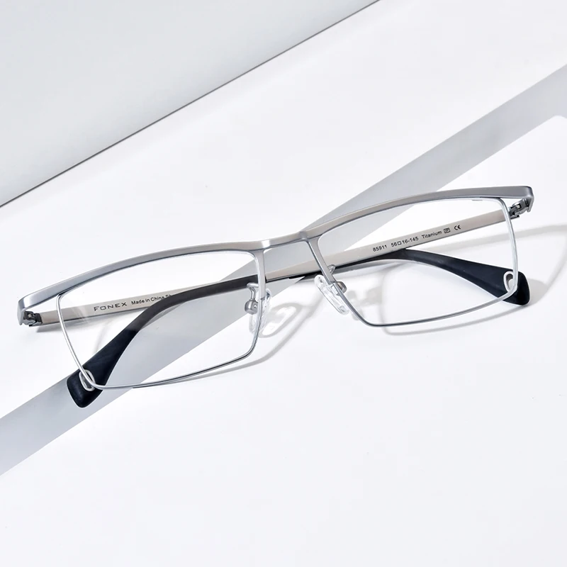 FONEX Titanium Eyeglasses Frame Men Retro Brand Design Square Glasses Japanese Ultralight High Quality Thin Eyewear 85911