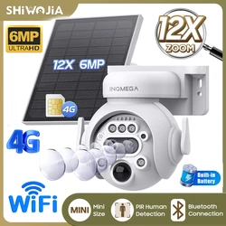 SHIWOJIA 6MP 4G Solar Panel Camera WIFI Night Vision Solar Security Battery Camera Two-Way Video PIR Human Detection Surveillanc
