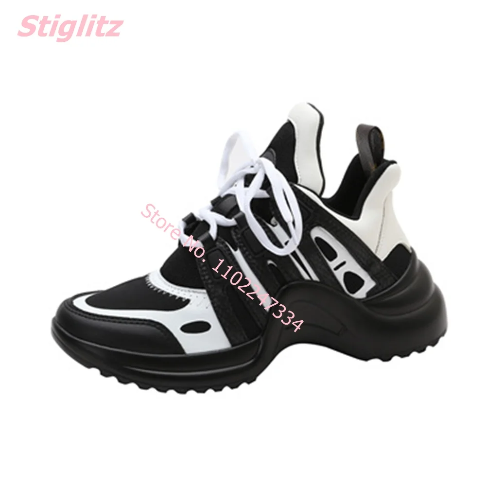 2024 New Women Sneakers Luxury Brand Design Lace Up Platform Fashion footwear Run Leather Mesh Breathable Vulcanized Shoes