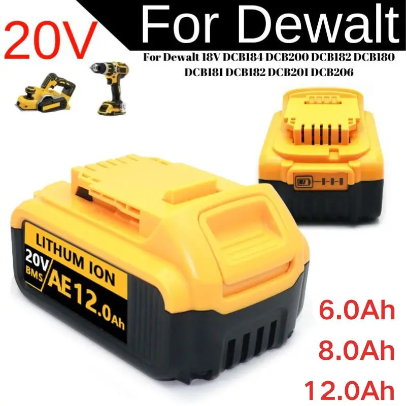 for DeWalt 18v 20V Lithium Ion Batteries 20V 12Ah DCB203 Li ion Battery Replacement DCB206 DCB205 DCB204 DCB200Power Tools
