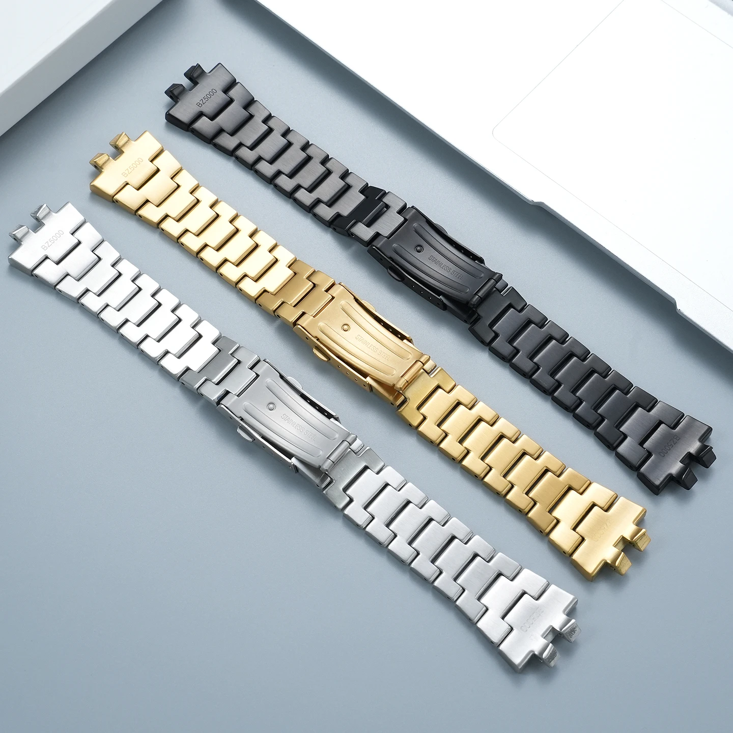 For the Casio G-SHOCK Metal Square Watch GMW-BZ5000 “Little Silver Block”—Modified with a Stainless Steel Replacement Strap