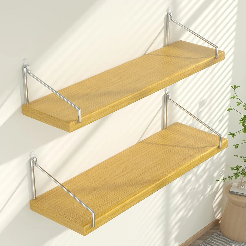 Wall-Mounted No-Drill Shelf Bedside Storage Dormitory Floating Bookcase Router Placement Rack Simple Style Stainless Steel Board