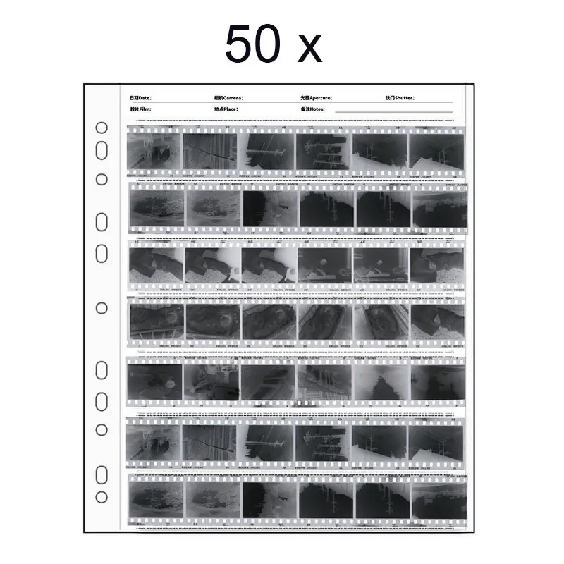 Archival Film Negative Storage Pages for 35mm and 120 – Acid-Free Transparent Binder Sleeves Film Organizer – 50 Sheets Pack