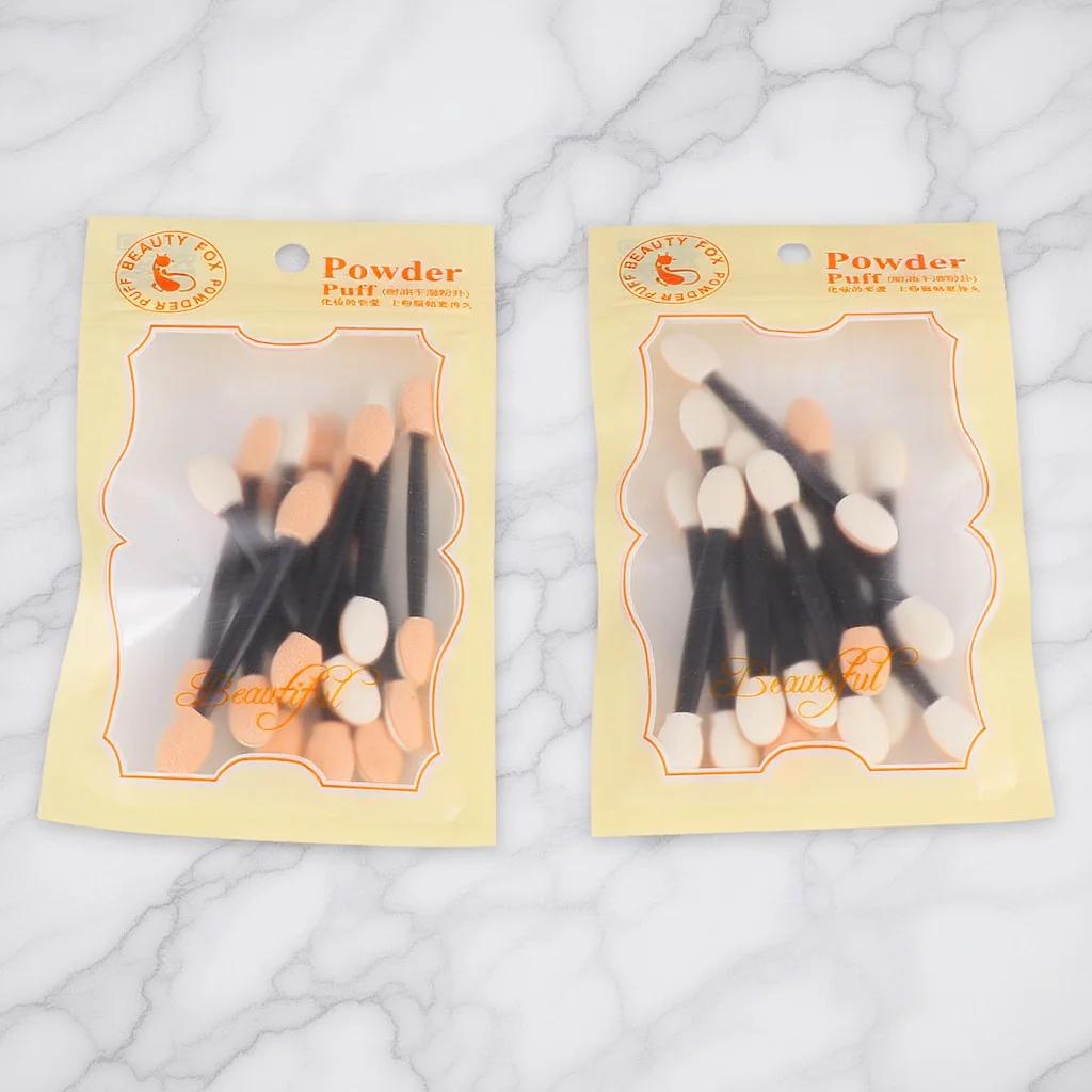 24 قطعة من أعواد إسفنجية لظلال العيون للاستعمال مرة واحدة، مجموعة فرش مكياج خفيفة الوزن مزدوجة الأطراف للفنانين والنساء