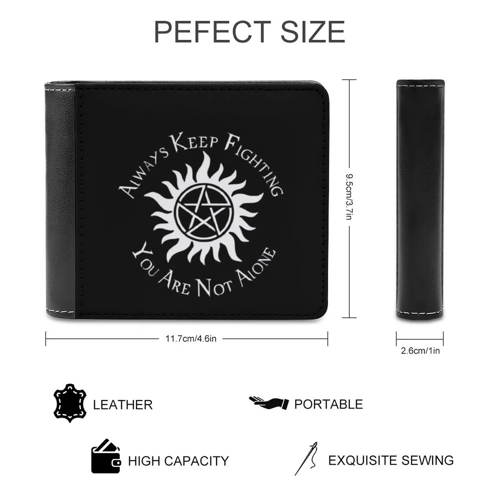 Supernatural Not V2.0 Leather Wallet Men Classic Black Purse Credit Card Holder Fashion Men'S Wallet Supernatural Spn Yana You