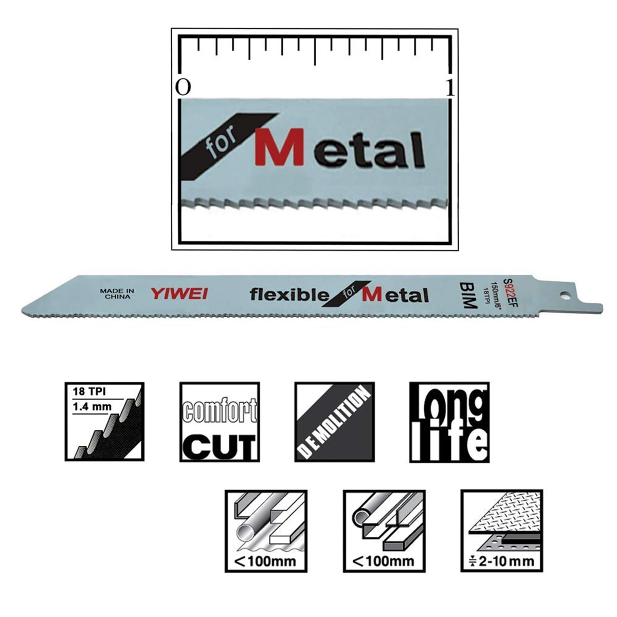شفرات منشار ترددية معدنية شديدة التحمل ، ثنائية المعدن ، نصل للمعدن السميك ، قطع سريع ، صنع مستقيم ، من من من من من من من الخارج ، من من من من من من من من الخارج ، من من من من من من من