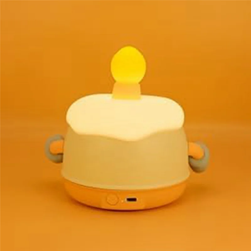 

A07F-Adorable Rechargeable LED Night Lamp For Kids Bedrooms Soft Silicone Touch Lamp With Warm Light Birthday Cake Design