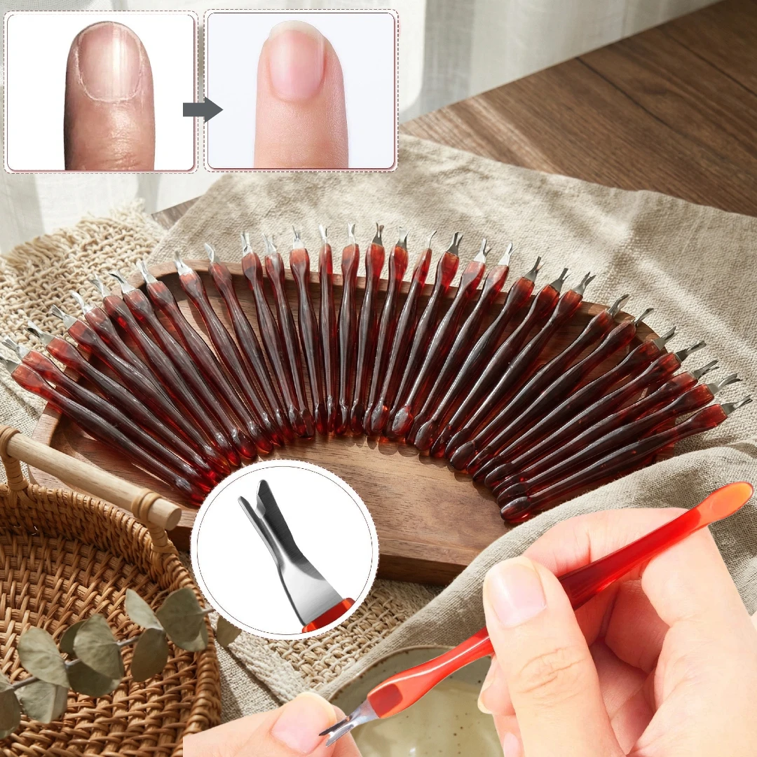 

30/50 шт. нож для кутикулы ногтей, триммер для удаления кутикулы, толкатель из нержавеющей стали, вилка для удаления омертвевшей кожи, мозолей для ногтей на ногах