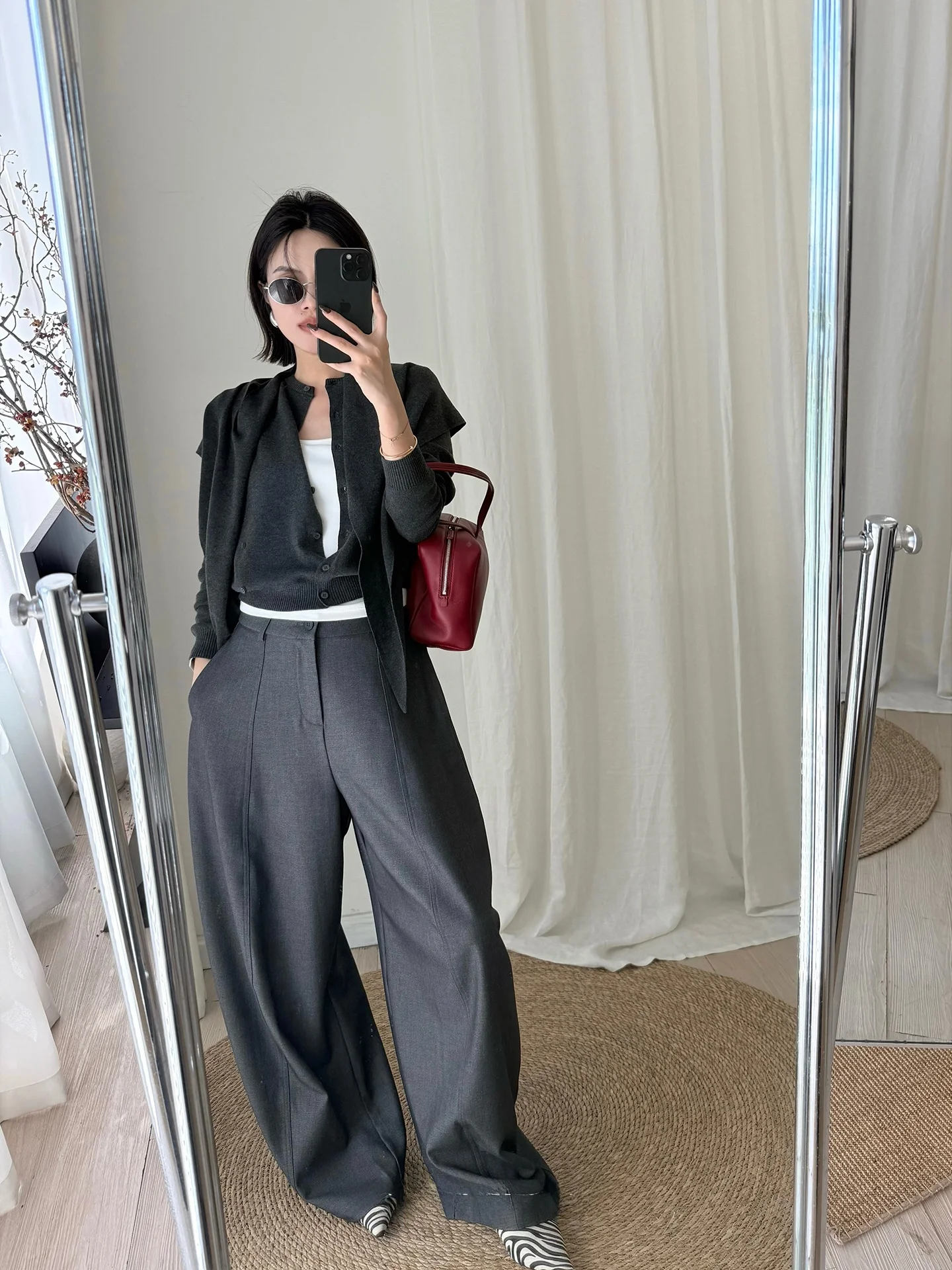 

Широкие брюки MUCCHIC из шерстяной смеси, повседневные, с высокой талией, прямого кроя, для офиса, однотонные, из полиэстера и вискозы