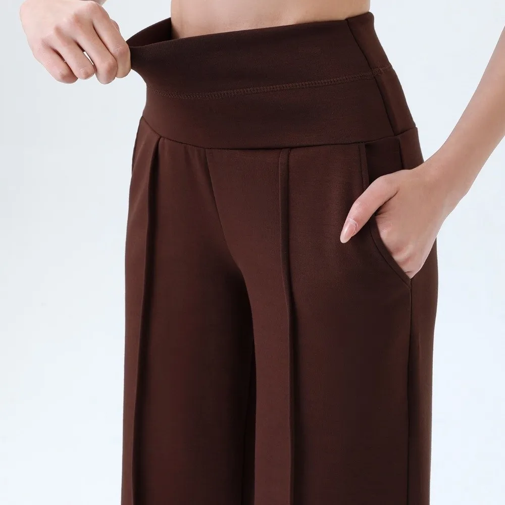 Lounge Loose Straight Wide-Leg Pants With Pockets Wide Leg Quick-Dry Joggers Athletic High Waisted High-Waist Leggings GYM