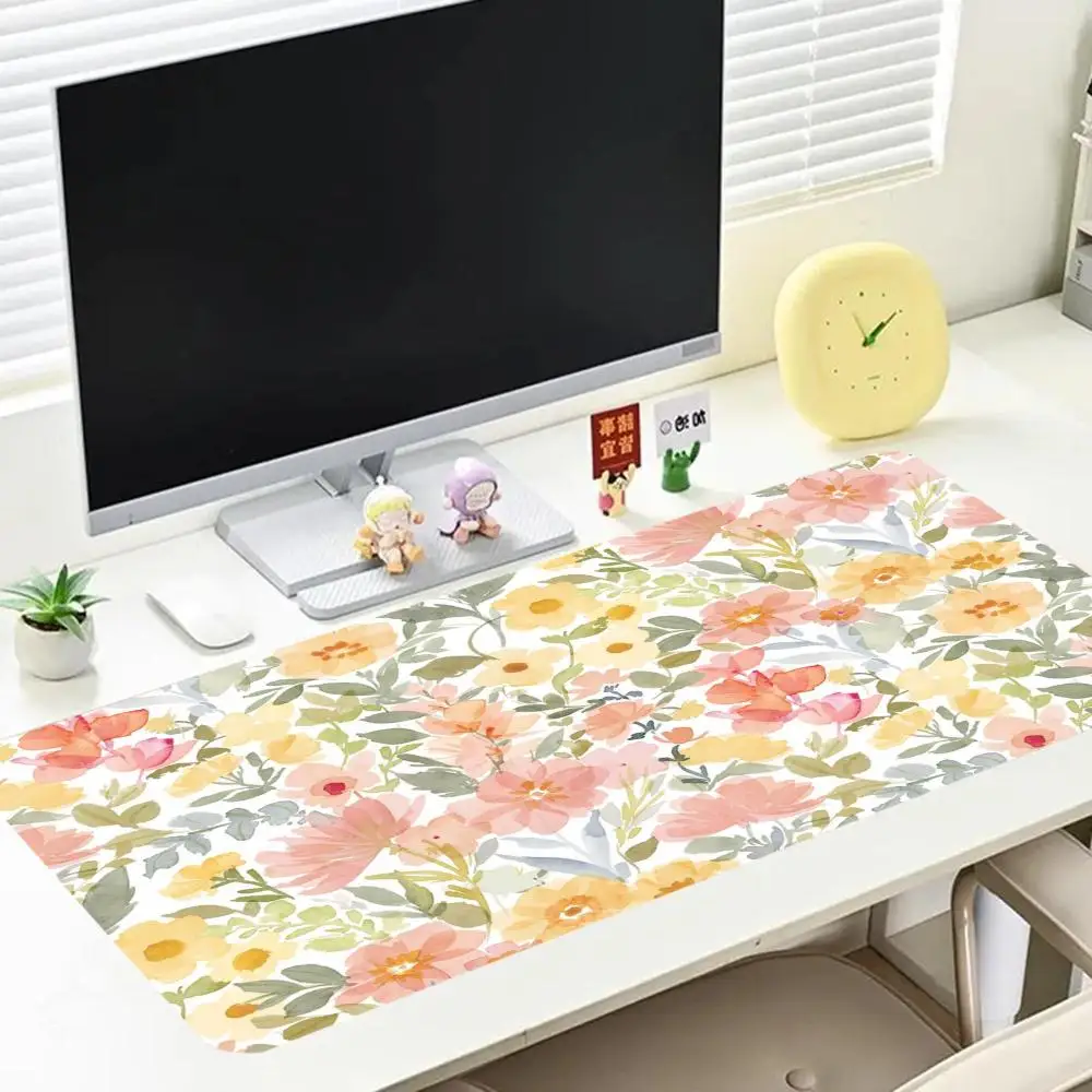 

Flowers Mouse Pad Large Computer Office Game Table Mat XXL Rubber Anti-slip Stitched Edge PC Keyboard Mats Long Desk Pads