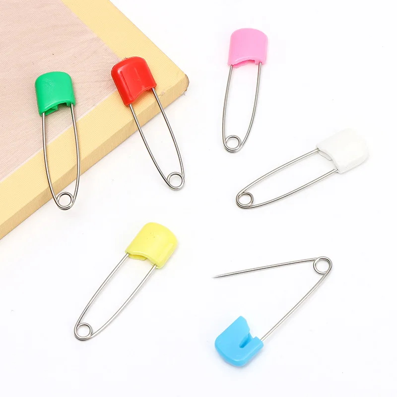 50Pcs/lot Plastic Head Safety Pins 4/5.4cm Safety Locking Baby Cloth Diaper Nappy Pins Buckles DIY Needle Pins Sewing Supplies view 5