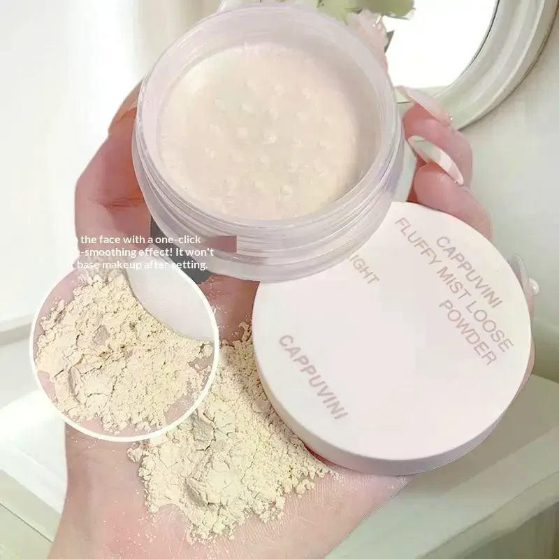 Zestaw do makijażu Velvet Mist, pudrowy, delikatny i nieklejący się pudr w mgiełce, matujący, utrwalający makijaż, przezroczysty pudr miodowy utrwalający makijaż.